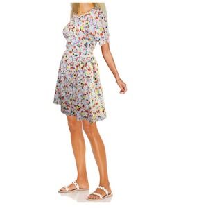 Uttam Boutique Floral Fit & Flare Dress US 2/4 White Multicolor Lace Trim Short